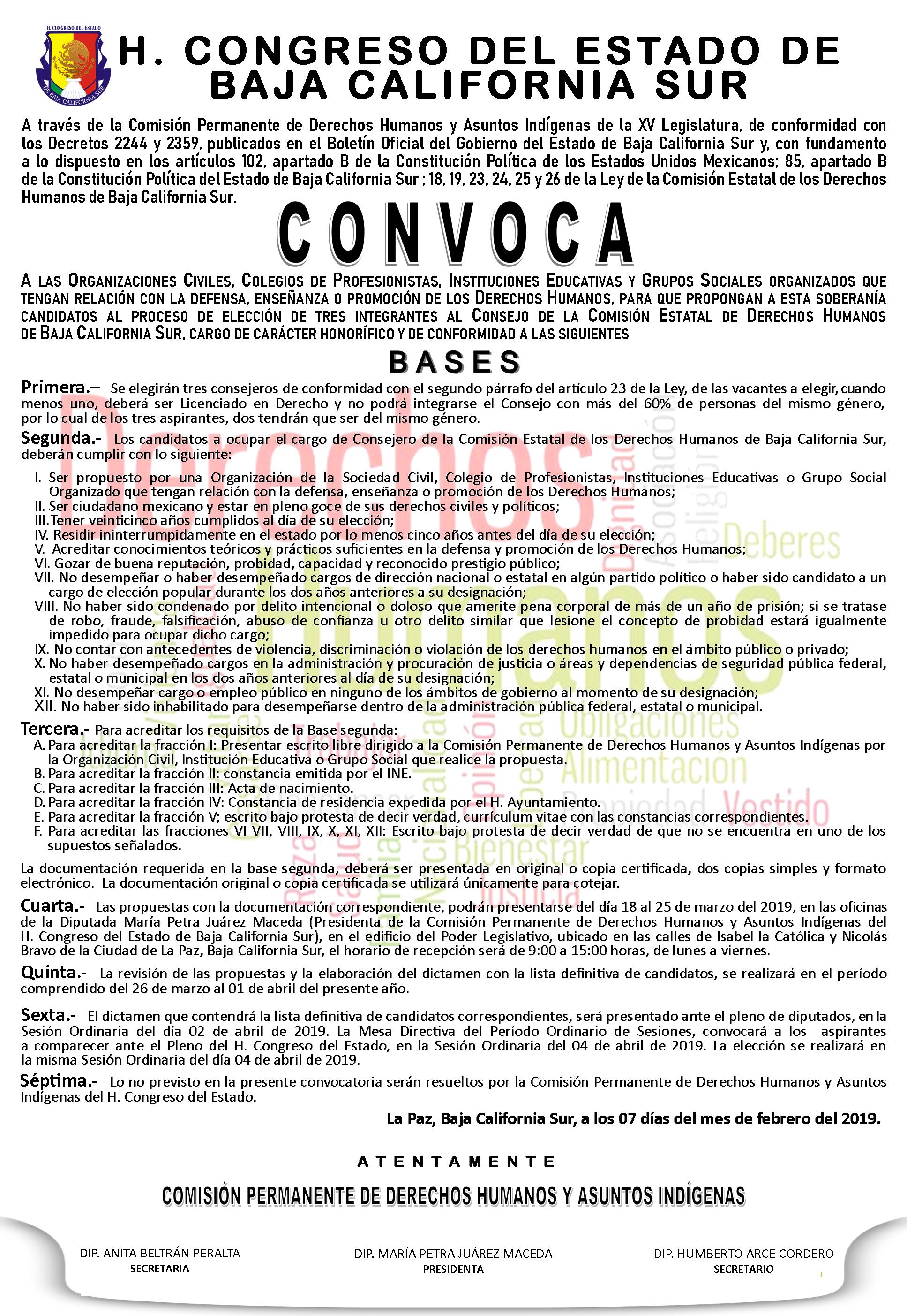 CONVOCATORIA CONSEJEROS DERECHOS HUMANOS