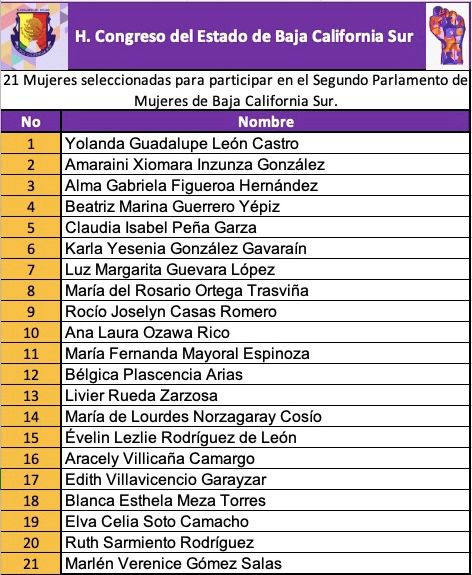 participantes parlamento mujeres